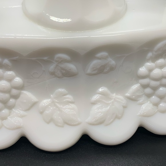 WESTMORELAND vintage white Paneled Grape Milk Glass Candleholders - Picture 2 of 9